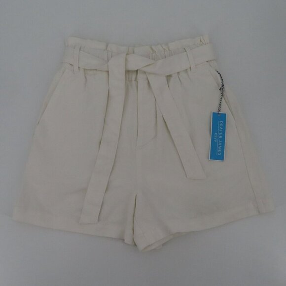 Draper James Womens Small Paperbag White Denim Shorts Waist Tie Cotton Blend NEW - Picture 9 of 9